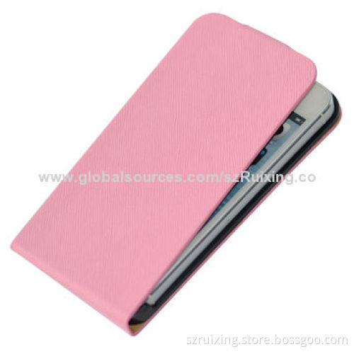 In stock item, ten word veins vertical slim leather case for iPhone 5/5s with stand function